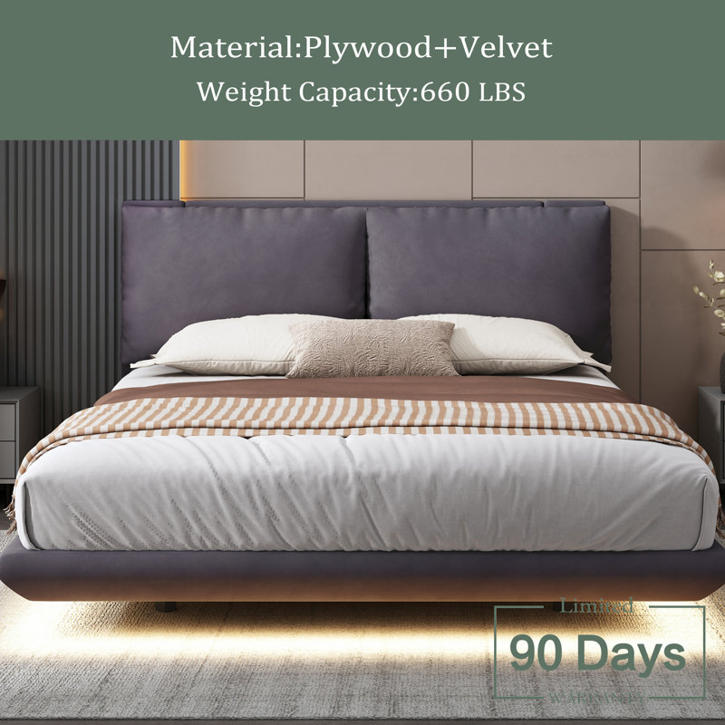 Lit tapissier standard Joshpal, Grand, Gris