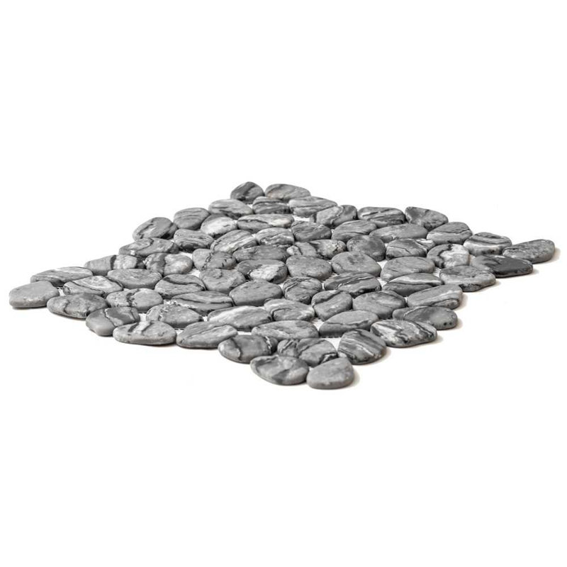 Recycled Cenote Pebble 13" x 13" Glass Mosaic Tile, Graphite Gray