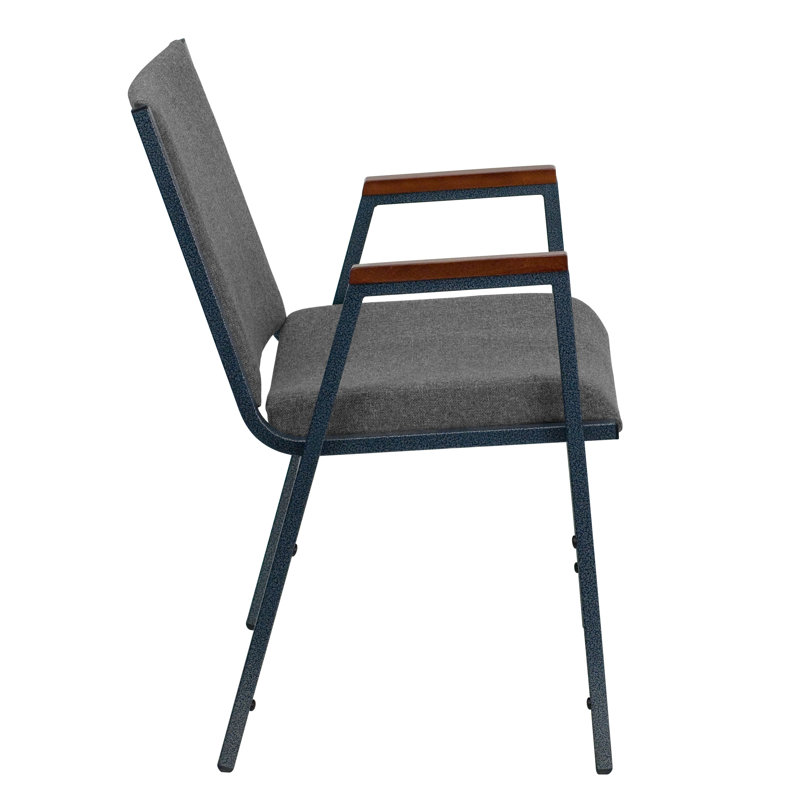 Hercules Series Heavy Duty Gray Fabric Stacking Chair with Arms