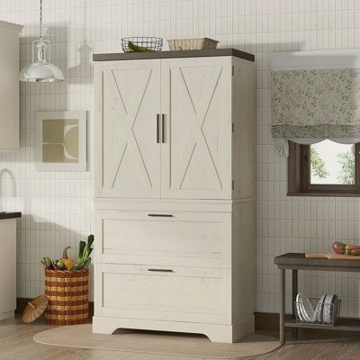 Armoire en bois de style campagne moderne avec cadre robuste avec cloison de rangement à porte intérieure avec tiroirs pour le salon, le vestibule, la chambre à coucher, le couloir et le bureau