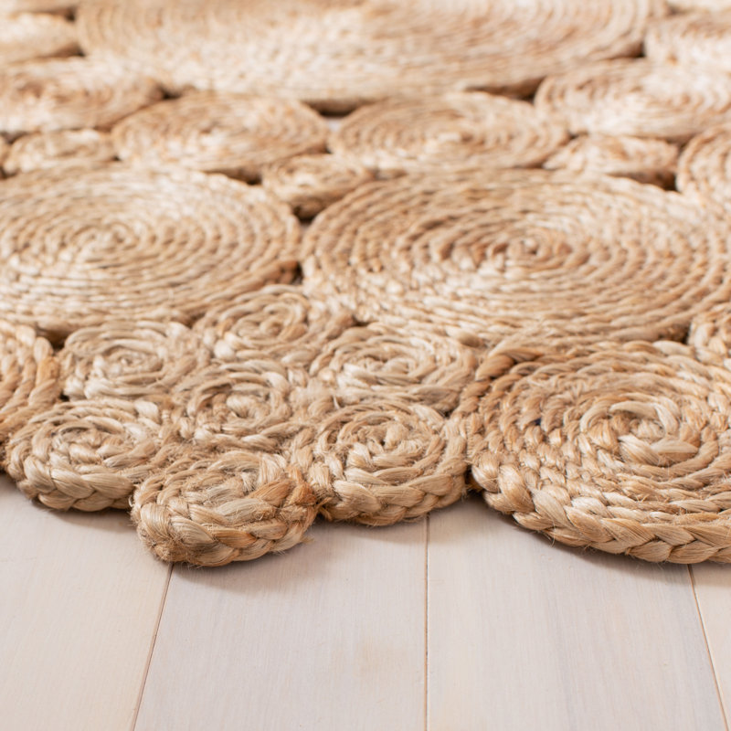 Tiamat Natural Fiber Hand Woven Jute Solid Color Rug, Round 3'