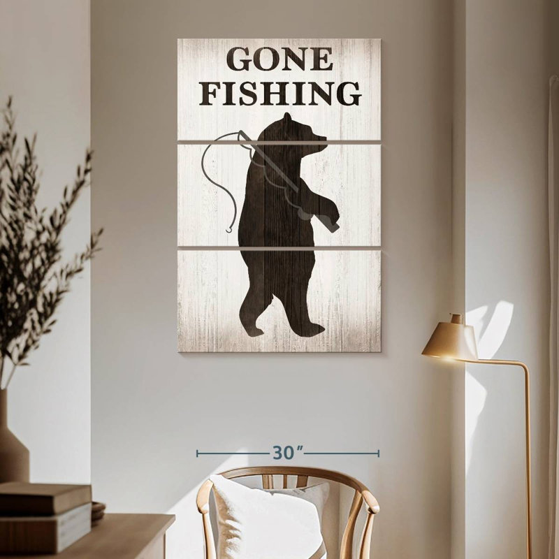 Senne Bear Gone Fishing, H 65 po x l 42 po