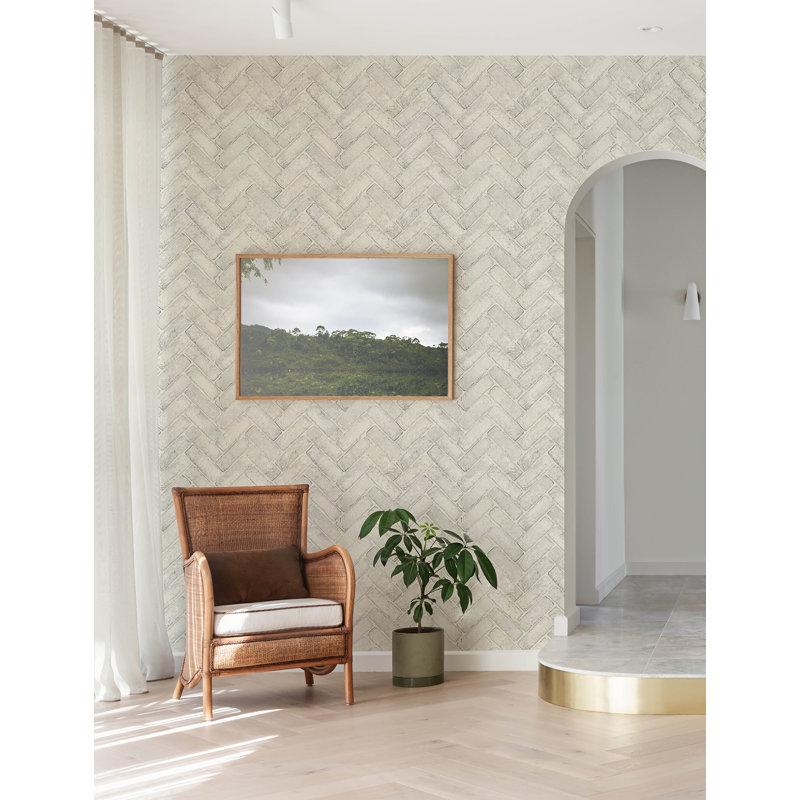 Papier peint Canelle Taupe, Blanc