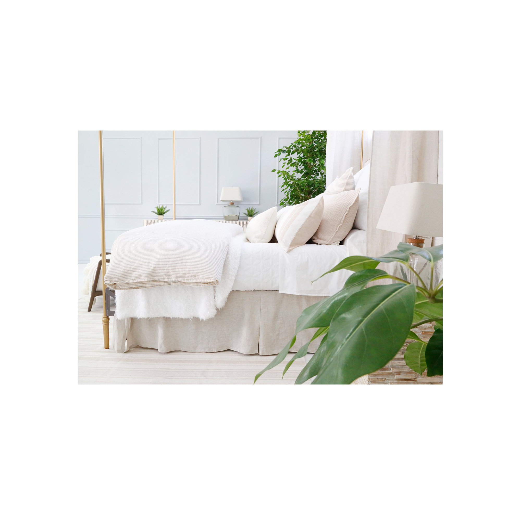 Linen Pleated Bed Skirt, King, Flax