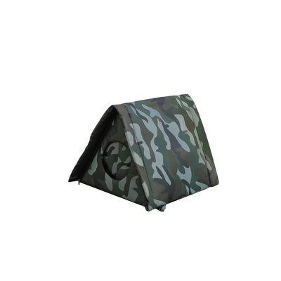 Outdoor Cat House 15.7x13.7x12.6in Waterproof Cold-Proof Tent Removable Washable Kennel, Camouflage