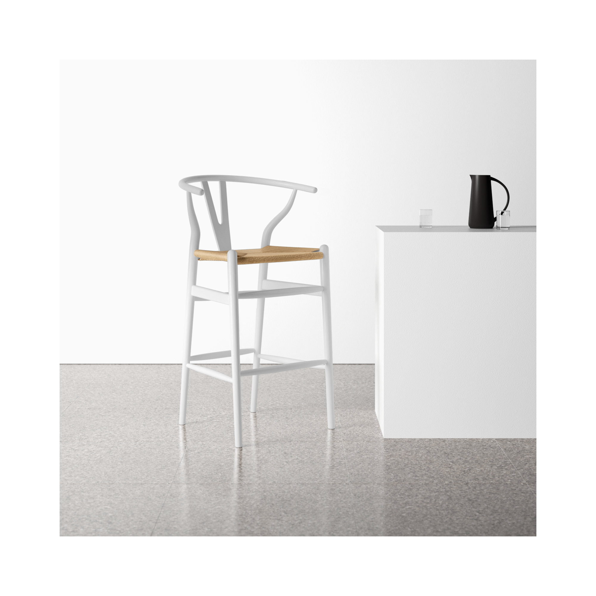 Etta Solid Wood Bar & Counter Stool, White/Natural, Counter Stool (25.75" Seat Height)
