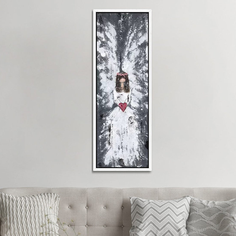 Country Angel 1 Piece Painting on Canvas, 30.48 cm H x 91.44 cm W, White Framed