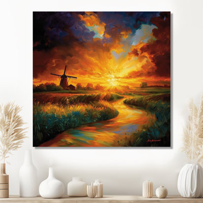 Windmill In The Countryside - Windmills Metal Decor, Industrial Metal Print