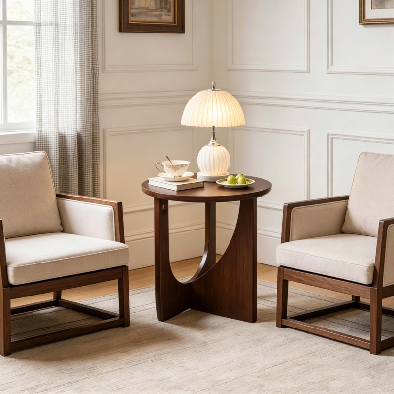 Table d'appoint ronde 100% bois massif, table de bout en bois naturel rustique, table d'appoint moderne pour le salon