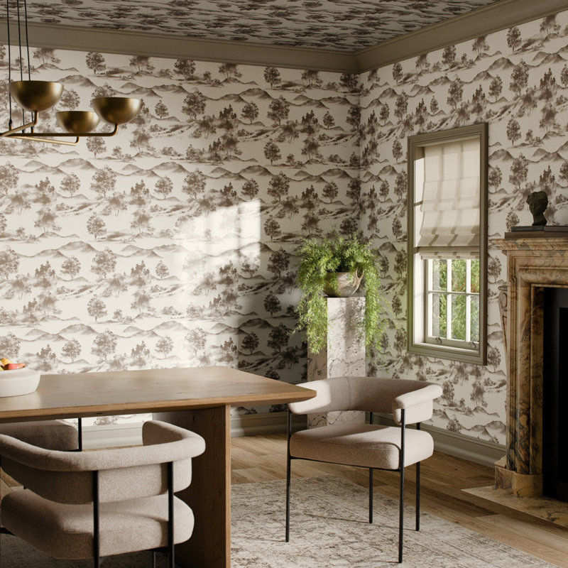 Abundance Floral Wallpaper Roll, W12" x H8", Abundance Taupe II