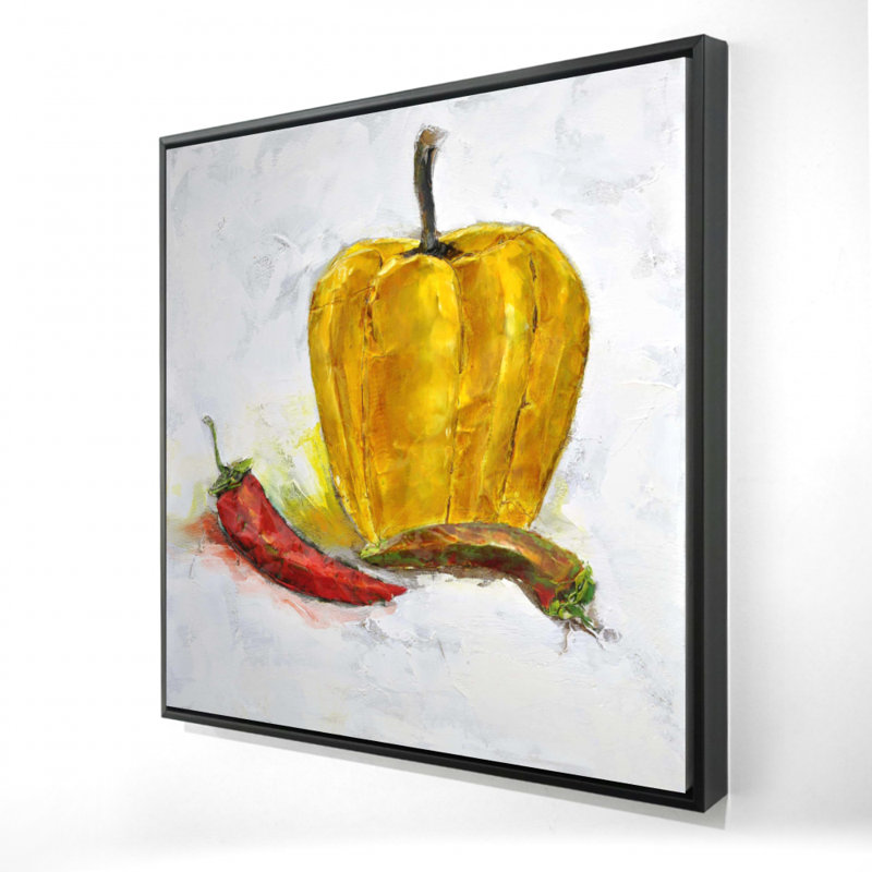 Peppers, toile de cuisine rouge encadrée | Reproduction d'art pour la maison