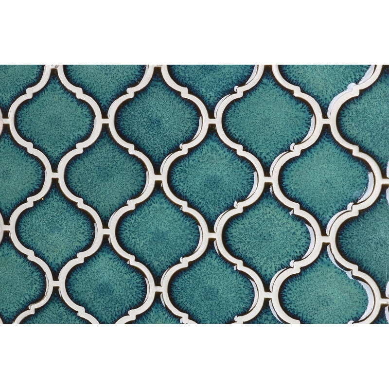 Perfection 2.6" X 2.4" Porcelain Arabesque Mosaic Tile, Lagoon Green