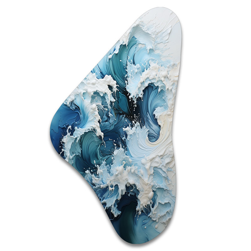 «Coastal Waves», art mural asymétrique en métal, H 31 po x l 17 po