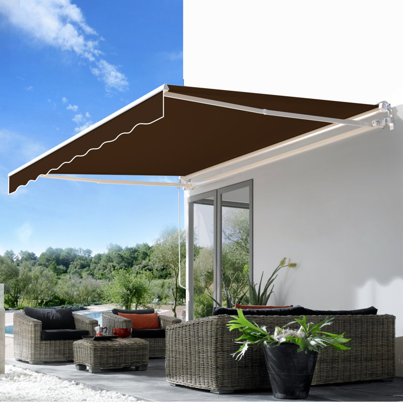 Auvent de terrasse à pente manuelle AECOJoy, l 120 po x P 96 po, Brun, Couleur unie