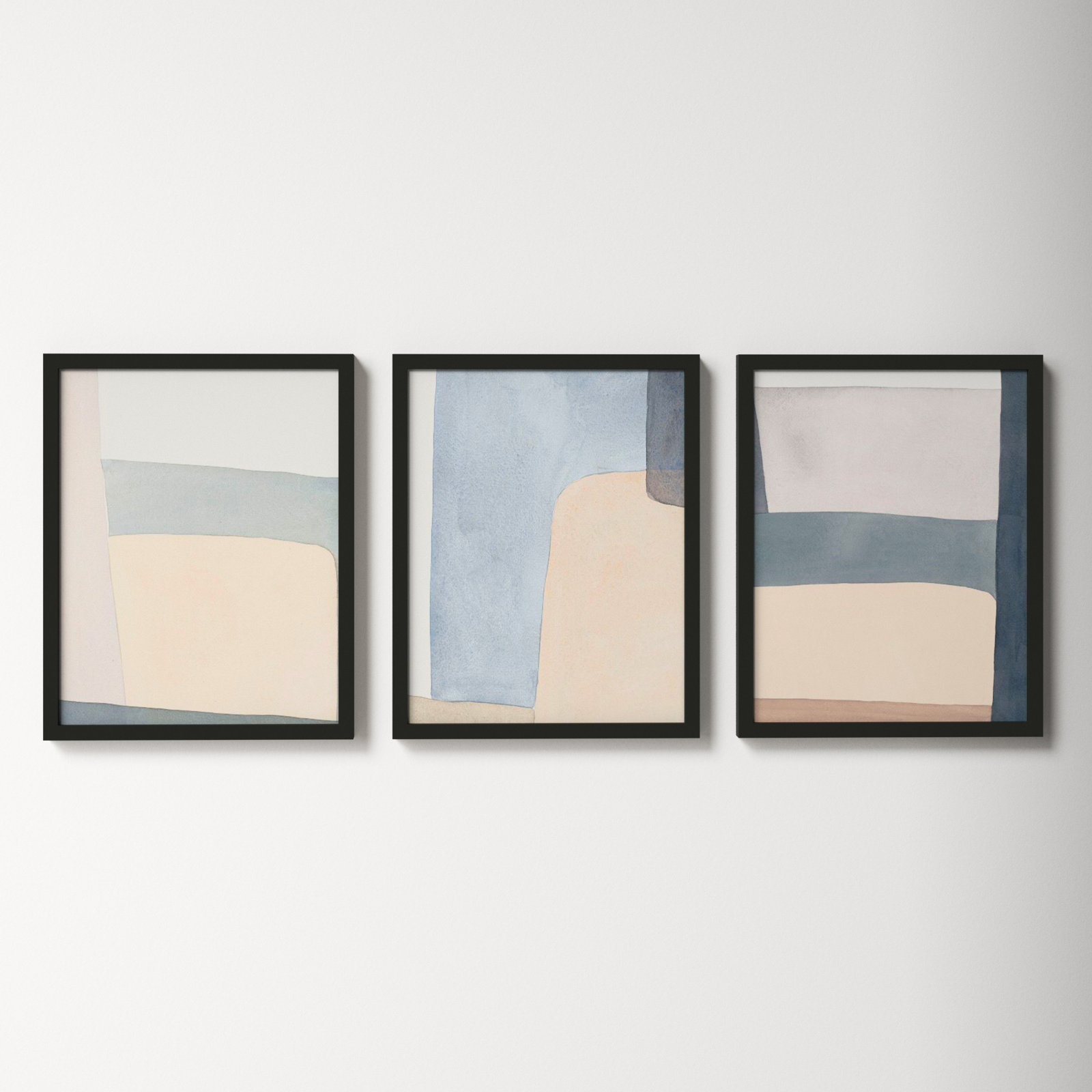 Grey Hue Set Of 3 by Julia Balfour, Picture Framed Paper, 30" H x 72" W, Black