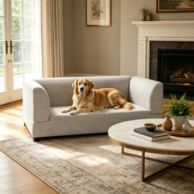 Comfortable Oversized Pet Sofa For Medium/Large Dogs - Modern Rectangular Design With Backrest