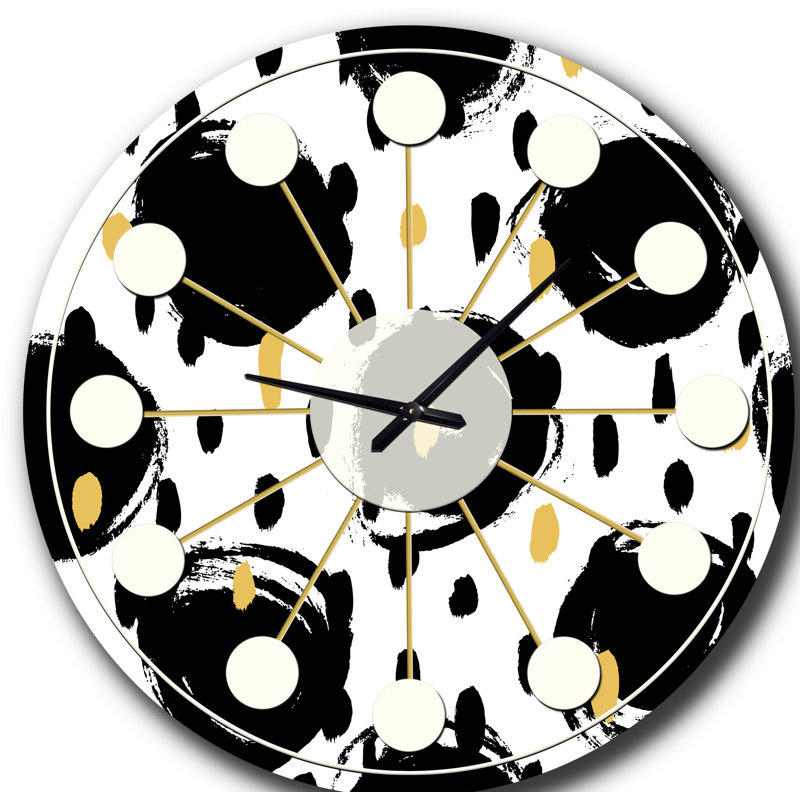 Horloge murale à motif géométrique monochrome V - Mid-Century, Moyenne