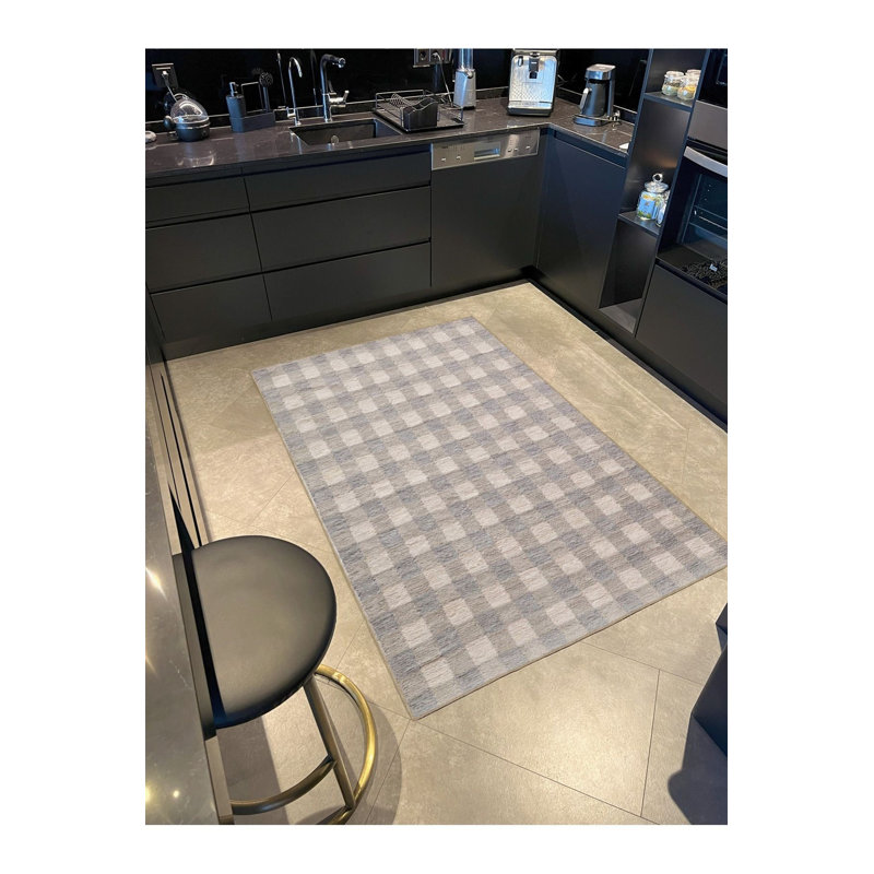 Tapis décoratif à carreaux brun moelleux lavable à la machine, Sous-tapis carré 3 pi 11 po inclus