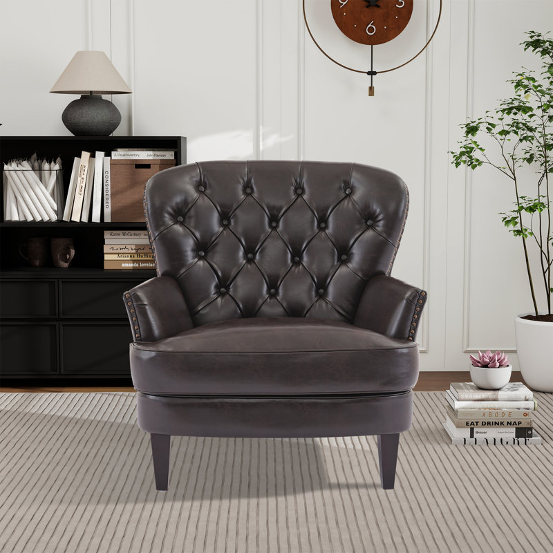 Moultrie Tufted Club Chair, Dark Brown