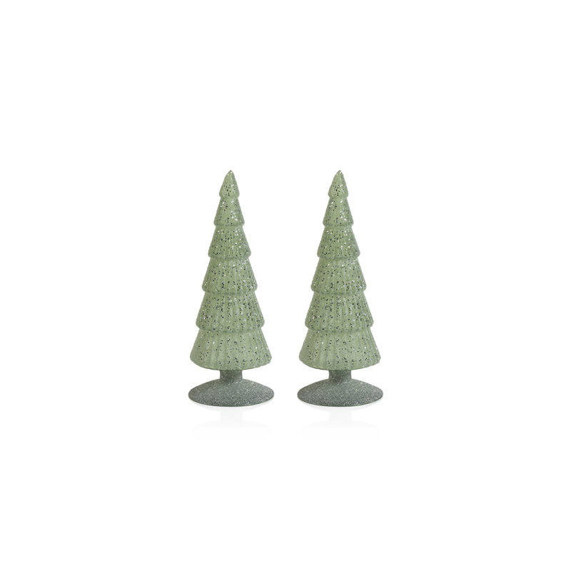 Heiselman Glass Tabletop Christmas Tree, 9.5" H x 3.5" W x 3.5" D, Light Green/Silver