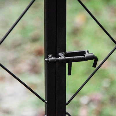 85" Garden Arch With Gate, Metal - Excellent For Climbing Vines, Wedding Ceremony Embellishment, Black, Great Decoration,