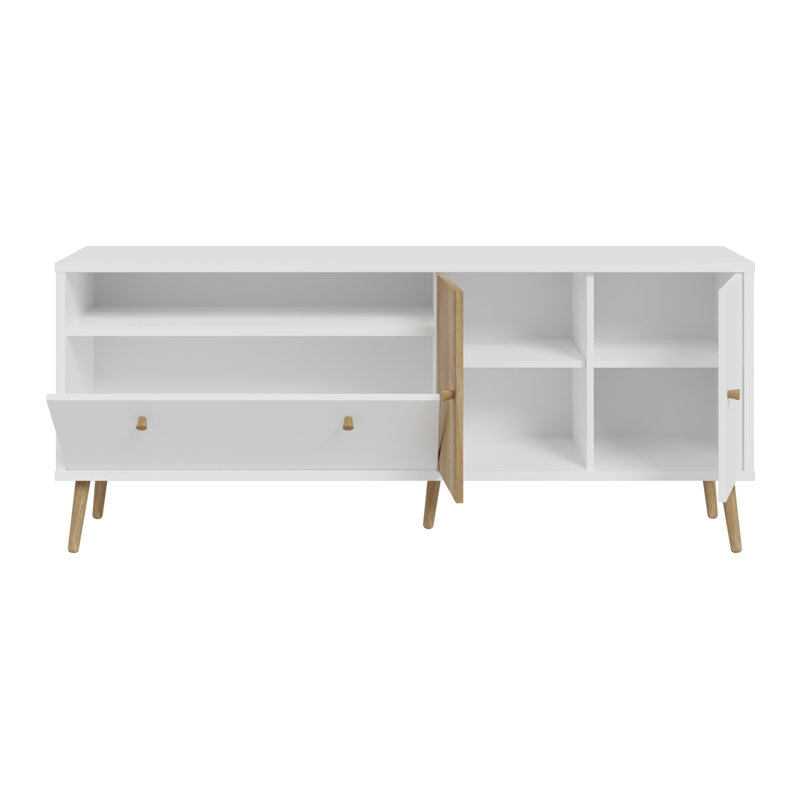 HARLLSON Unfinished TV Stand for TVs up to 65", White/Natural