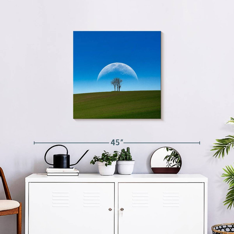 Oberle, crépuscule, lune et arbre, H 24 po x l 24 po