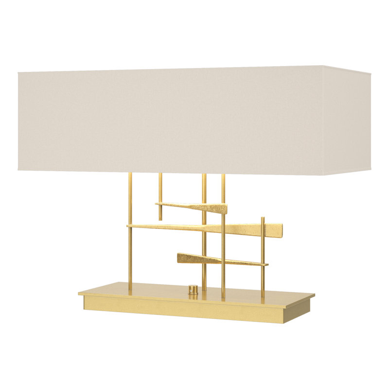 Cavaletti 15.3" Table Lamp, Flax, Modern Brass