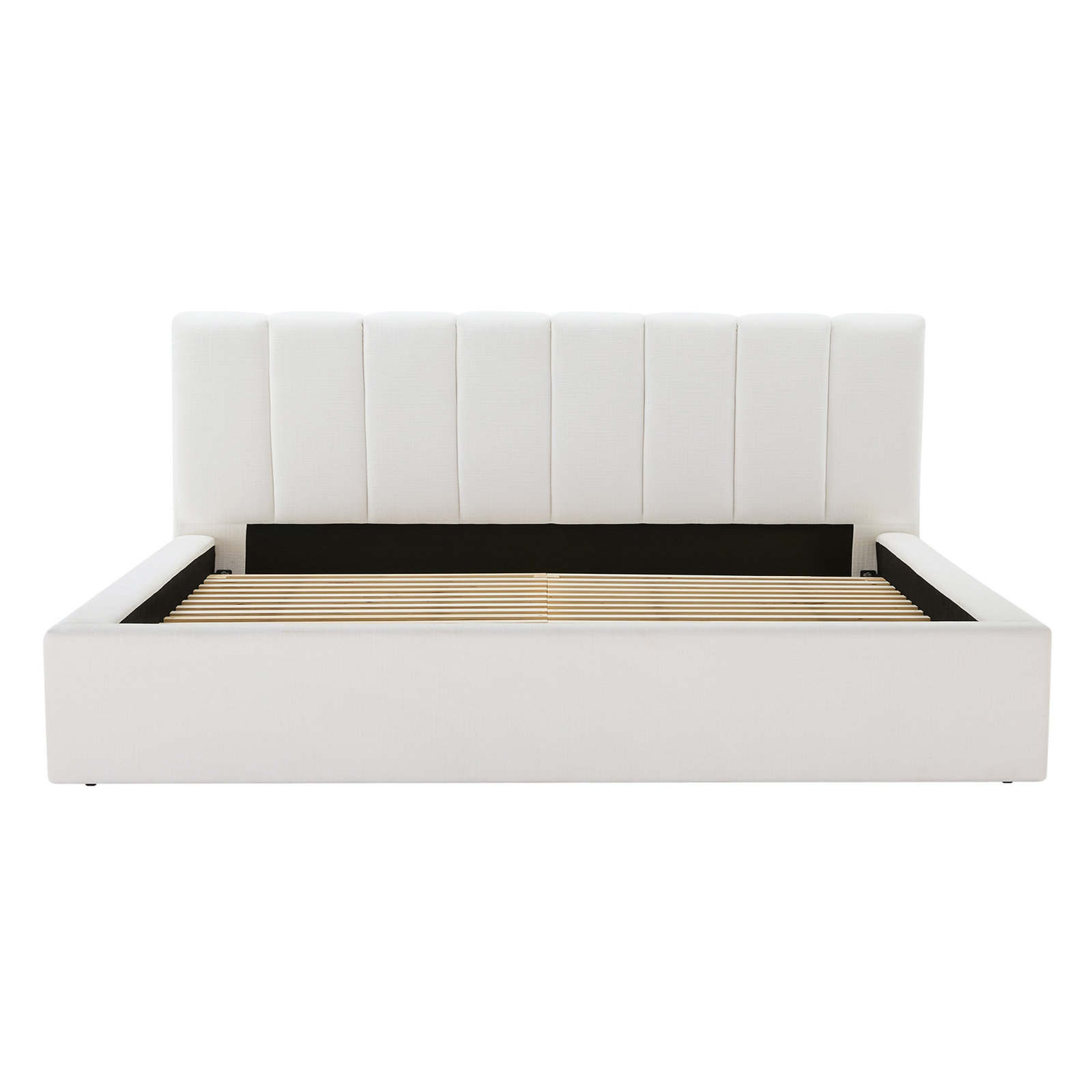 Delmar Linen Upholstered Bed, King, Selene White