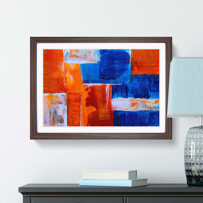 Abstract Art Painting Vol.368 by S.Johnson - Picture Frame Painting Print, 27cm H x 36cm W x 2cm D, Walnut Framed