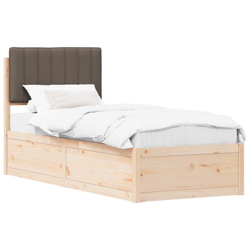 Solid Wood Bed, Taupe, Single (3')