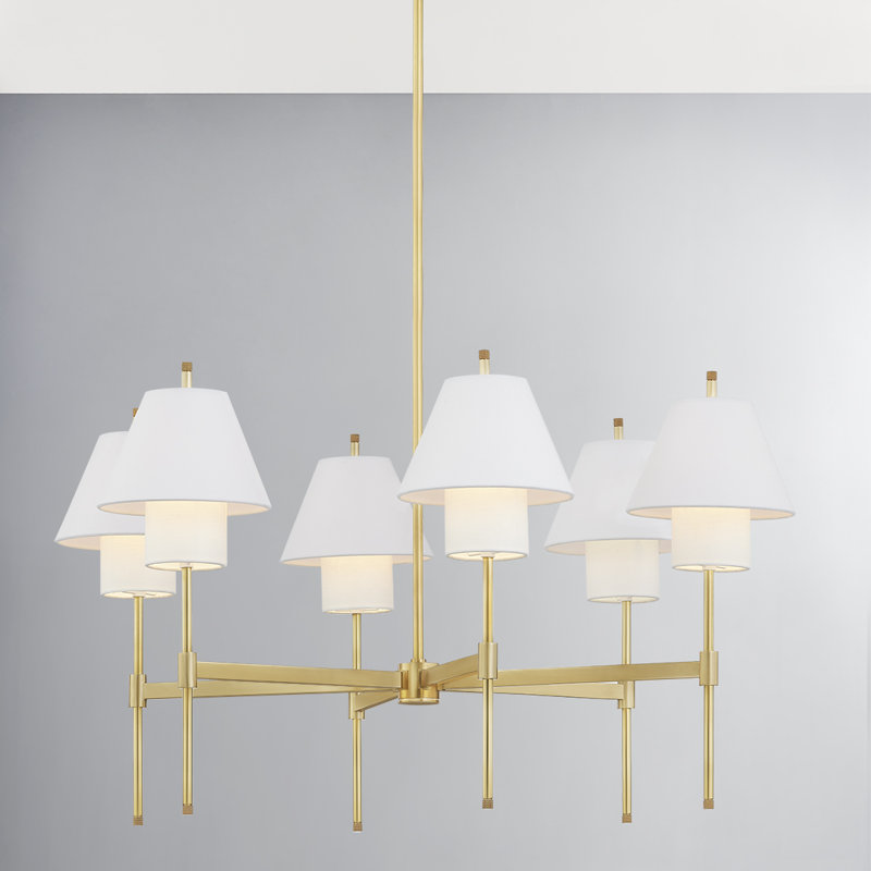 GLENMOORE 6 LIGHT CHANDELIER, Aged Brass