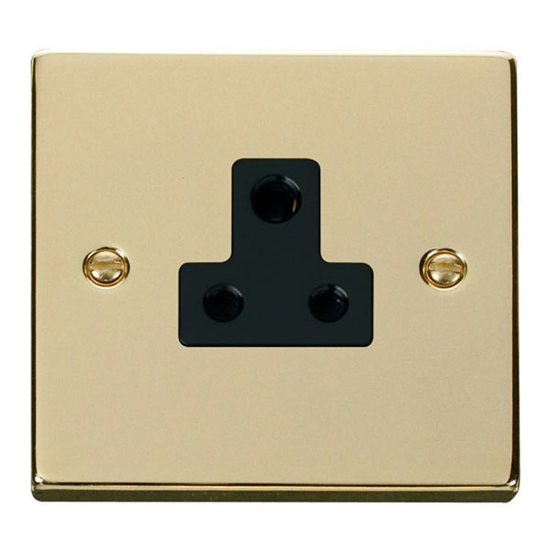 Polished Brass 1 Gang 5A Round Pin Socket