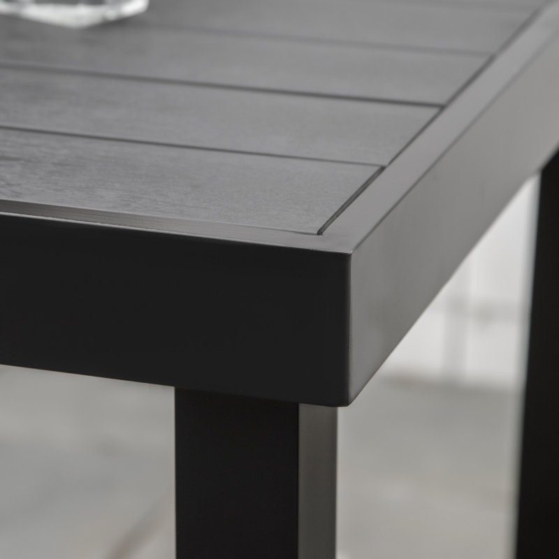 Square Outdoor Dining Table For 4 - Waterproof Wood Grain, Strong Aluminum Legs Garden Patio Square, Black , Waterproof,
