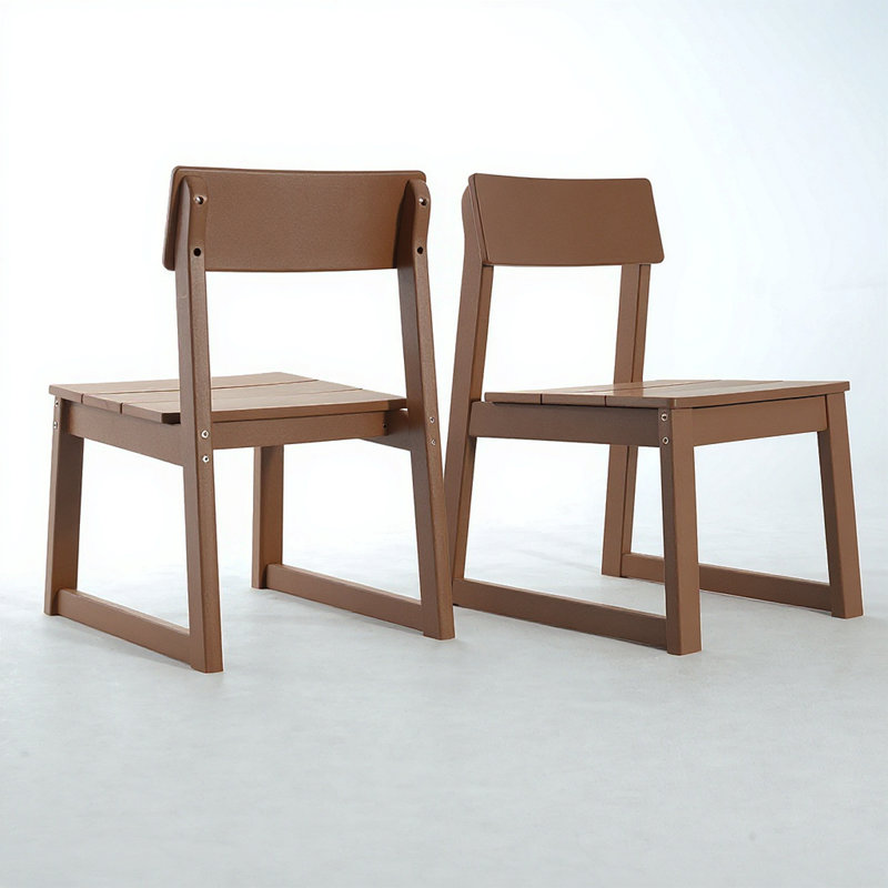 Ensemble de chaises de jardin HDPE, Brun
