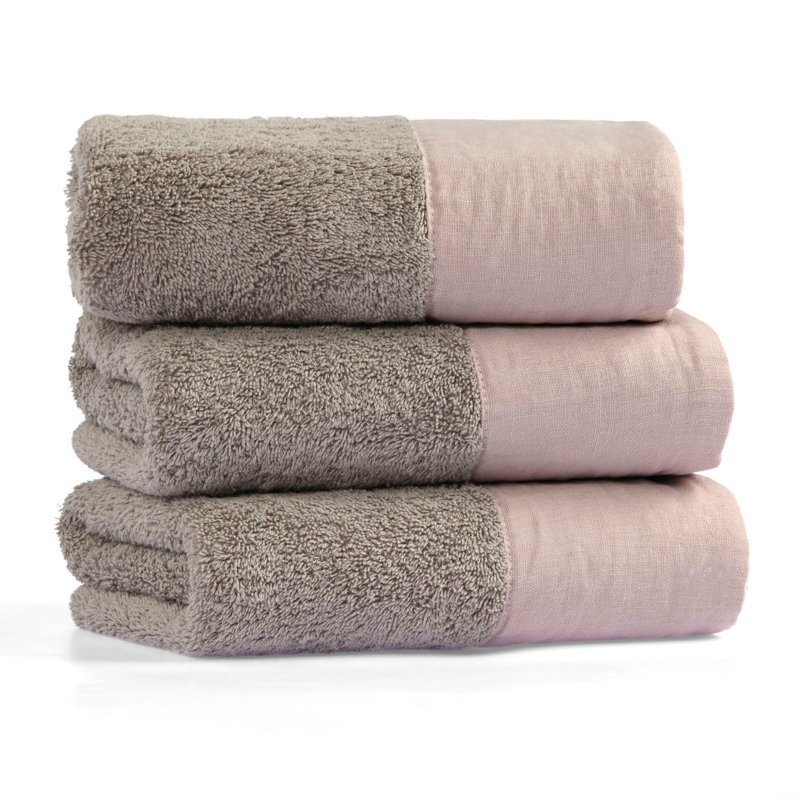 Serviette de bain 100% coton Dacus, Gris / rose