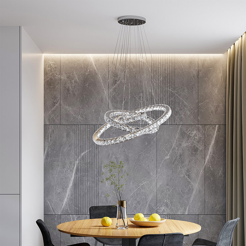 Bayviewpark 3 - Light Transparent LED Crystal Pendant, 120cm H x 70cm W x 70cm D