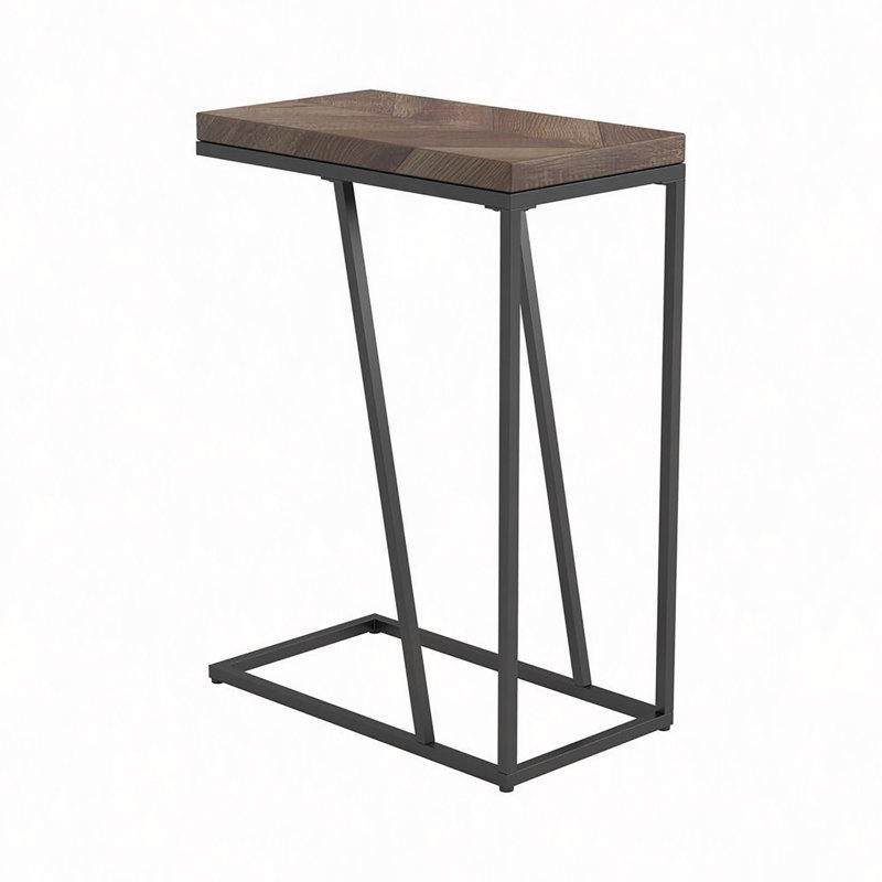 Table d'appoint rustique tabac à chevrons et sable