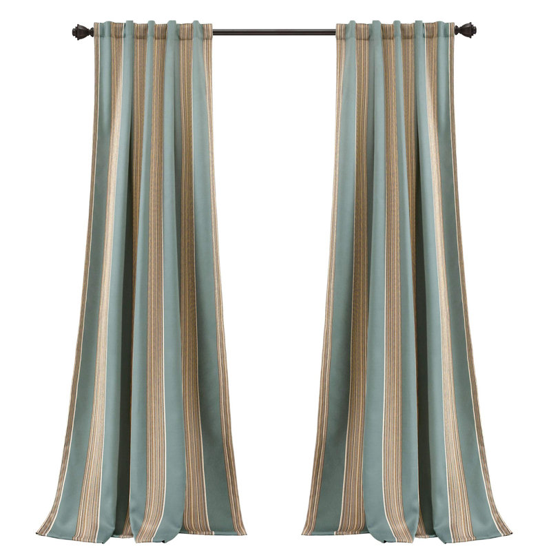 Julia Stripe Light Filtering Window Curtain Panel Pair,(Blue/Pack Of 2)