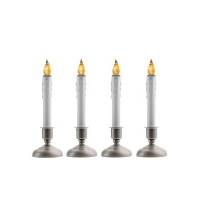 Unscented Flameless Taper Candle with Plastic Holder