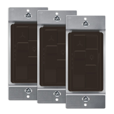 TopGreener Kalide 15 Tamper Resistant 150 Watt Slide 3-Way Dimmer - Brown (3-Pack)