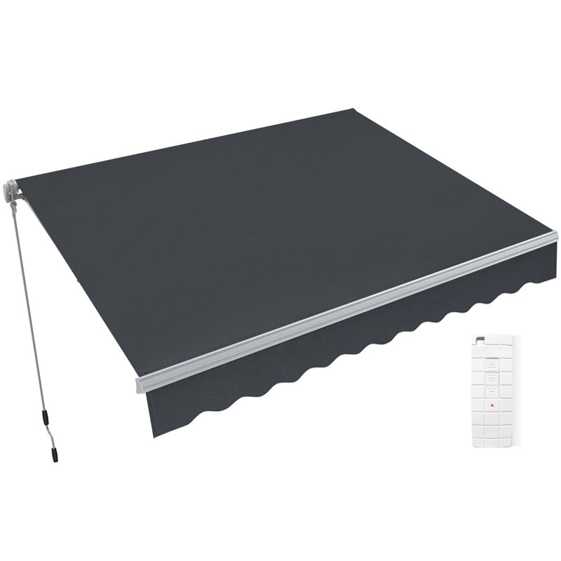Auvents de patio rétractables électriques 10 x 8 pi, auvent d'extérieur avec télécommande, L 110,6 po x P 78,7 po, Gris foncé