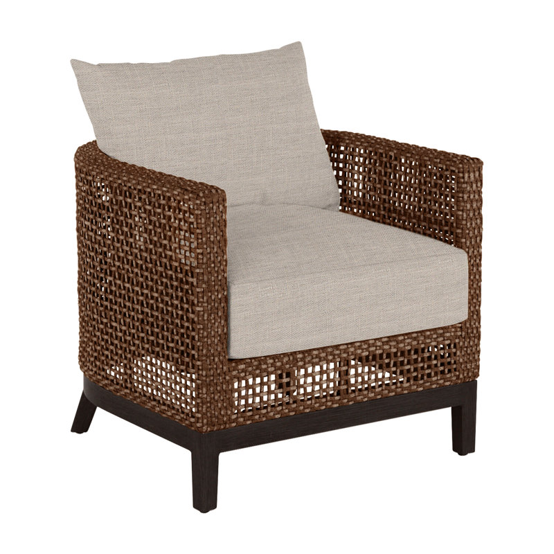 Fauteuil demi-tonneau péninsule - acajou / châtaignier, Acajou / châtaignier, Sunbrella® ‑ lin colombe