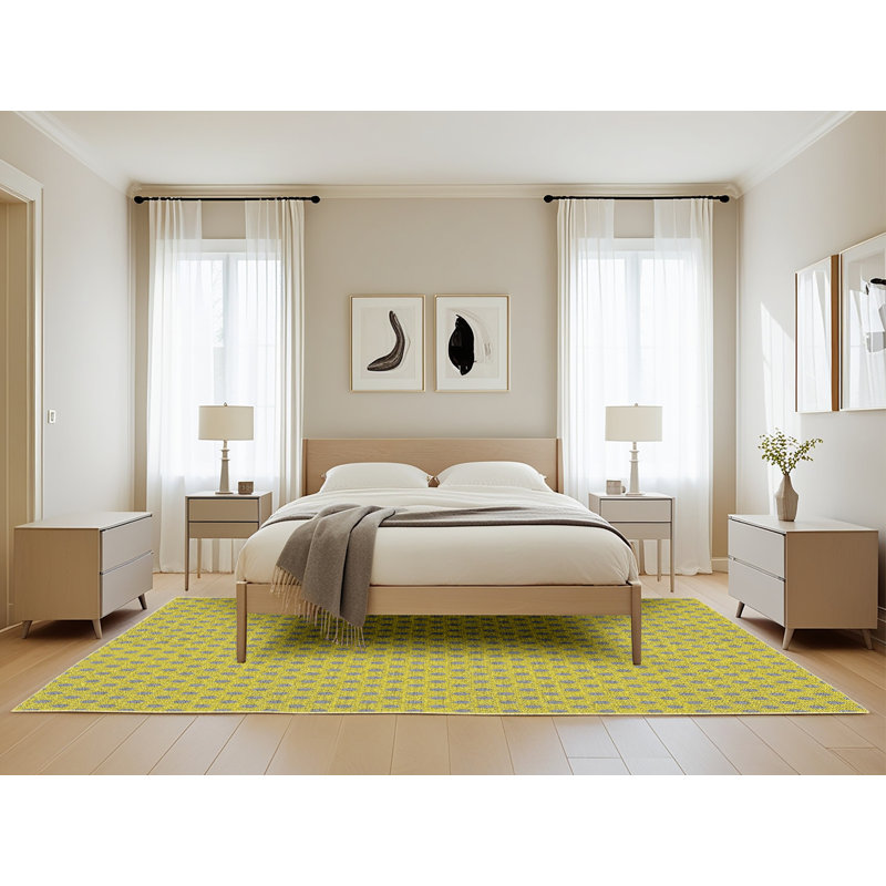 Tapis de zone jaune à motif Colrain, Rectangle 5 pi x 8 pi
