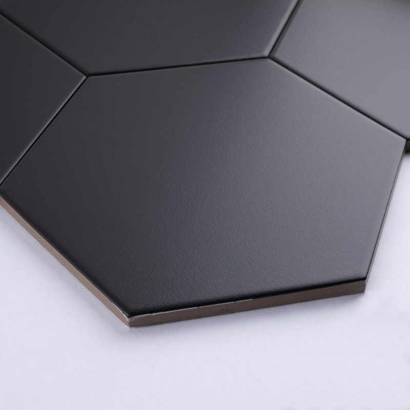 Carrelage de sol en porcelaine mate 7,7 po x 8,9 po Kenzo Hexagon, Noir