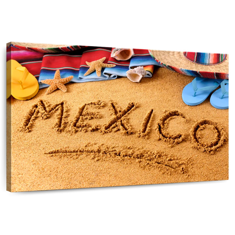 Tergel, Mexique, plage, sable, écriture, H 30 po x l 45 po