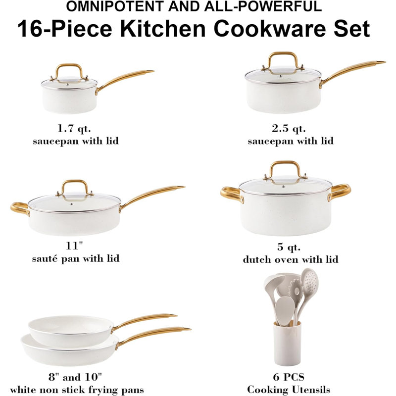 16 - Piece Non-Stick Ceramic Cookware Set