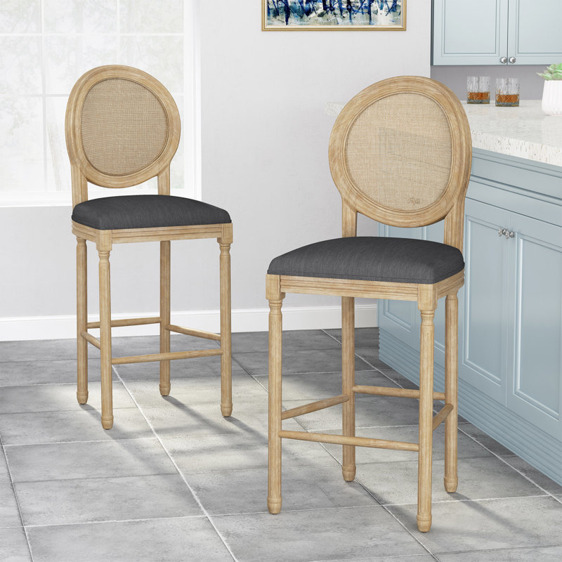 Tabouret de bar 30,25 po Ellar, Gris anthracite, Naturel