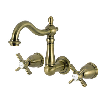 Kingston Brass Millennium Double-Handle 3-Hole Wall Mount Bathroom Faucet