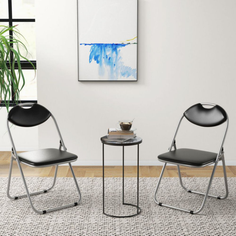 2 Pieces Portable Folding Dining Chairs Set With Carrying Handles